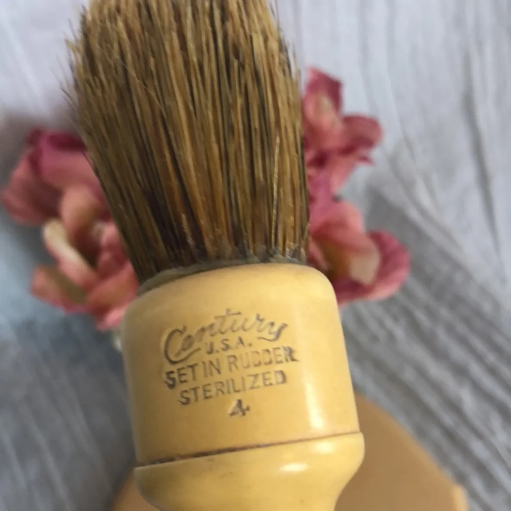 Vtg Century WOMEN MEN BEAUTY VANITY SET hand mirror hair receiver shaving brush